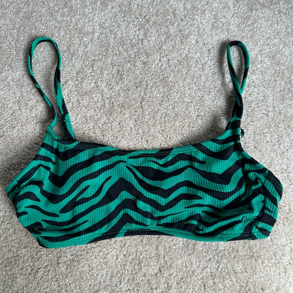 Green and Black Animal Print Bikini Top